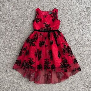 Lilt Red Black Floral Girls Dress 5